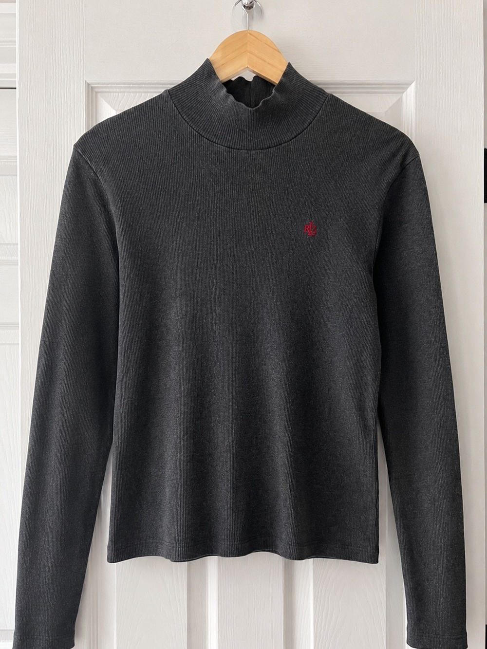 lauren ralph lauren • Ribbed Mock Neck Long Sleeve Top • 100% Cotton • Medium